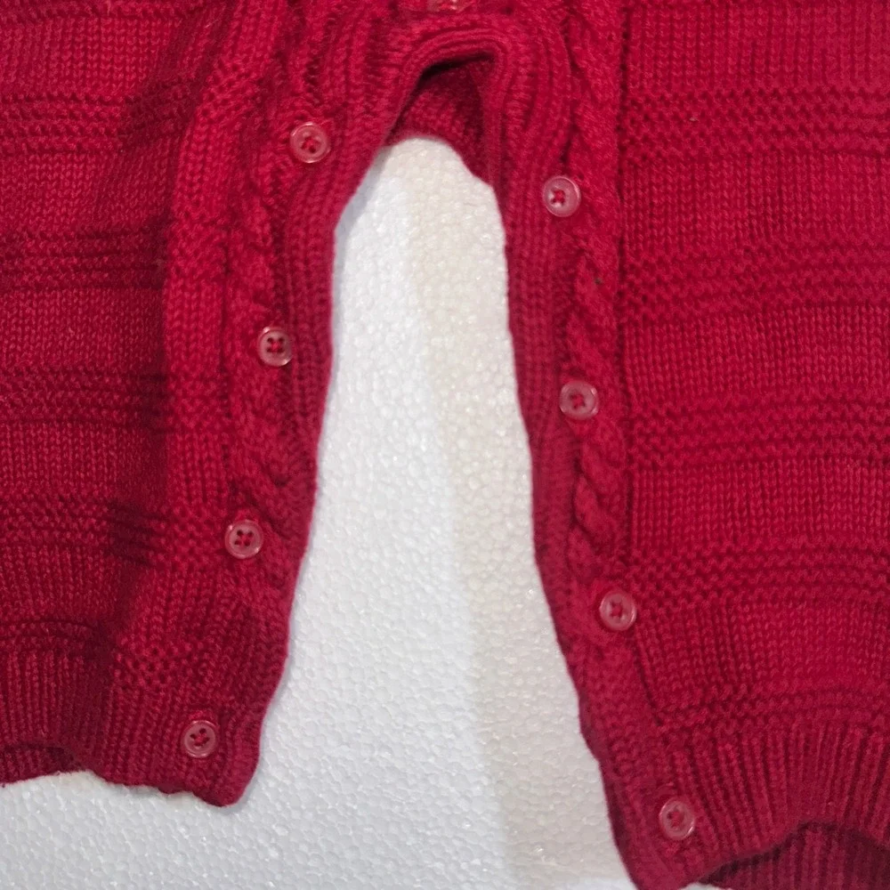 Baby Gap Red Cable Knit Sweater Romper Shawl Collar 6-12 Months Holiday Jumpsuit